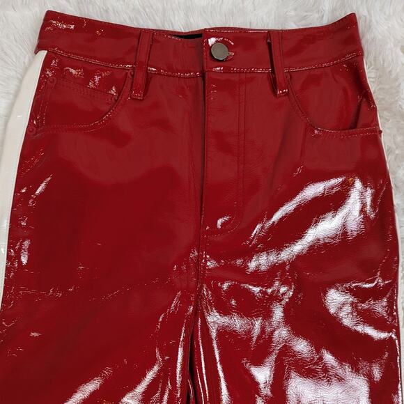 Jagger & Stone Faux Leather Pants Red with White Stripe Size 2 - Picture 8 of 11
